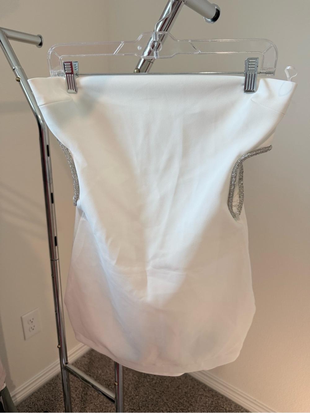 Zara White Mini Skirt with Silver Beaded Accent